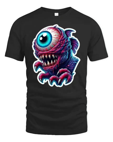 Cyclops Monster T-Shirt - black t-shirt on white background