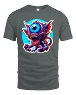 Crazy One Eyed Monster Graphic Tee - gray t-shirt on white background