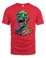 Crazy Zombie Face T-Shirt - red t-shirt on white background