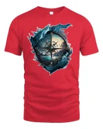 Adventure Compass T-Shirt - red t-shirt on white background