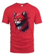 Red Flame Cat T-Shirt - red t-shirt on white background