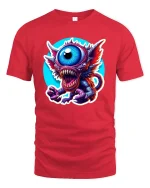 Crazy One Eyed Monster Graphic Tee - red t-shirt on white background