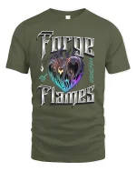 Forge of Flames Heart Tee - military green t-shirt on white background