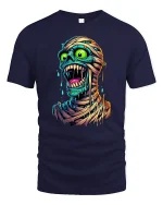 Crazy Zombie Face T-Shirt - navy t-shirt on white background