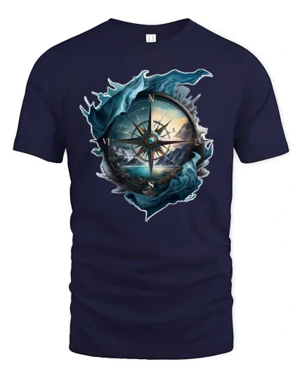 Adventure Compass T-Shirt - navy t-shirt on white background