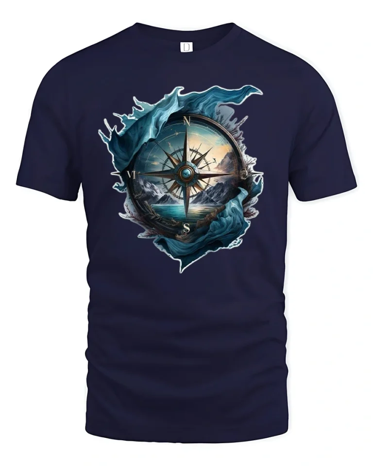 Adventure Compass T-Shirt - navy t-shirt on white background