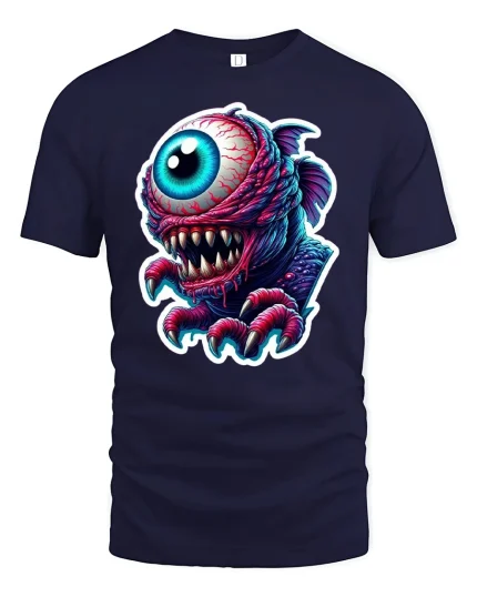 Cyclops Monster T-Shirt - navy t-shirt on white background