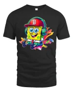 Funny Cartoon Sponge T-Shirt - black t-shirt on white background