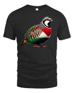Colorful Partridge Bird T-Shirt - black t-shirt on white background