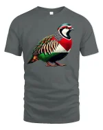 Colorful Partridge Bird T-Shirt - gray t-shirt on white background