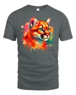 Vibrant Cougar Big Cat T-Shirt - gray t-shirt on white background