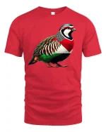 Colorful Partridge Bird T-Shirt - red t-shirt on white background