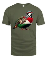 Colorful Partridge Bird T-Shirt - military green t-shirt on white background