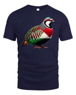 Colorful Partridge Bird T-Shirt - navy t-shirt on white background