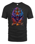 Neon Tiger Power Graphic Tee - black t-shirt on white background