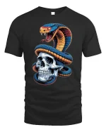 Venomous Snake and Skull Tee - black t-shirt on white background