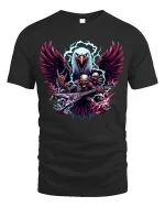 Metal Eagle Guitar Rock Skull T-Shirt - black t-shirt on white background
