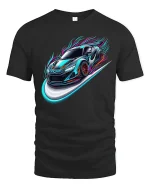 Neon Speed Racing Car Streetwear T-Shirt - black t-shirt on white background