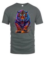 Neon Tiger Power Graphic Tee - gray t-shirt on white background