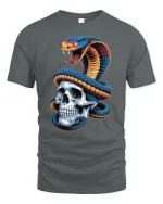 Venomous Snake and Skull Tee - gray t-shirt on white background