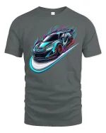 Neon Speed Racing Car Streetwear T-Shirt - gray t-shirt on white background