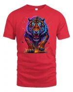 Neon Tiger Power Graphic Tee - red t-shirt on white background