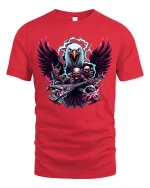 Metal Eagle Guitar Rock Skull T-Shirt - red t-shirt on white background