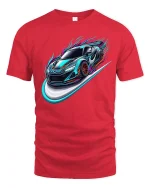 Neon Speed Racing Car Streetwear T-Shirt - red t-shirt on white background