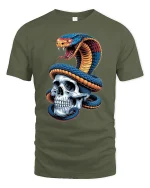 Venomous Snake and Skull Tee - military green t-shirt on white background