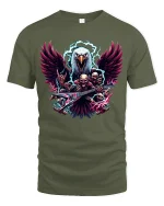 Metal Eagle Guitar Rock Skull T-Shirt - military green t-shirt on white background