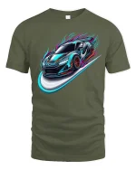 Neon Speed Racing Car Streetwear T-Shirt - military green t-shirt on white background