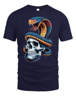 Venomous Snake and Skull Tee - navy t-shirt on white background