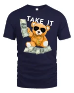 Money Bear Graphic T-Shirt - navy t-shirt on white background