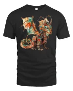 Steampunk Dragon Fantasy T-shirt - black t-shirt on white background