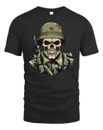 Skeleton Soldier Army Military T-shirt - black t-shirt on white background