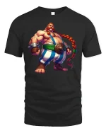 Funny Viking Warrior Cartoon T-Shirt - black t-shirt on white background