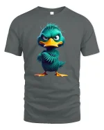 Funny Angry Duck Character Tee - gray t-shirt on white background