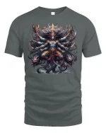 Mythical Multi-Armed Warrior God Tee - gray t-shirt on white background