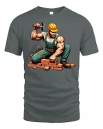 Strong Builder Construction Worker Tee - gray t-shirt on white background