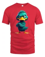 Funny Angry Duck Character Tee - red t-shirt on white background
