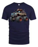 Cowboy Monster Truck Graphic Tee - navy t-shirt on white background
