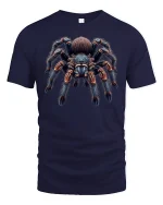 Giant Tarantula Spider Realistic Tee - navy t-shirt on white background