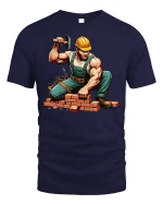 Strong Builder Construction Worker Tee - navy t-shirt on white background