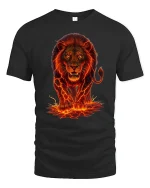 Fierce Lava Lion Graphic Printed T-shirt - black t-shirt on white background