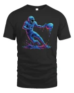 Neon Football Player Splash Art T-shirt - black t-shirt on white background