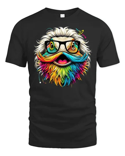 Rainbow Bearded Lizard Funny T-shirt - black t-shirt on white background
