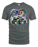 Neon Storm Monster Truck T-shirt - gray t-shirt on white background