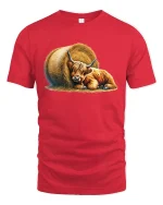 Cozy Highland Cow Hay Bale Farm Life Tee - red t-shirt on white background