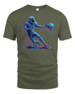 Neon Football Player Splash Art T-shirt - military green t-shirt on white background