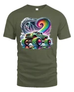Neon Storm Monster Truck T-shirt - military green t-shirt on white background